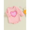 thumbnail image 3 of Suealasg Baby Girl Valentines Day Outfits 3M 6M 12M 18M Newborn  Long Sleeve Heart Print Romper Infant Girl Spring One Piece Bodysuit, 3 of 9