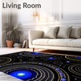 thumbnail image 2 of ODIKA 6'x9' Machine Washable Non-Slip Area Rug, Galactic Map Design with Orbiting Satellite Motifs and Effects High Traffic Rug with Pad, Black, 634256, 2 of 8