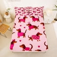 thumbnail image 5 of Homewish Kawaii Dachshund Dog Bed Sheets,Pink Heart Full Size Sheets,4 Pieces,1 Flat Sheet, 1 Fitted Sheet and 2 Pillowcases, 5 of 6