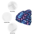 thumbnail image 3 of Yiaed Blue Skull Flower Print Winter Beanie for Men Women, Fleece Lined Beanie Soft Warm Knit Hat Ski Stocking Cuffed Ca, 3 of 6