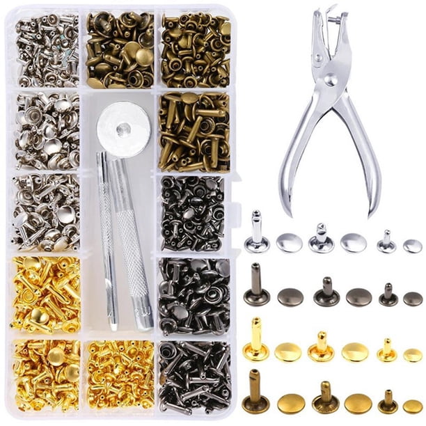 Remaches De Cuero De 360 Uds., Remaches De Doble Tapa, Pernos Tubulares De Metal Para Manualidades De Cuero Diy Vogacara HA020294-00