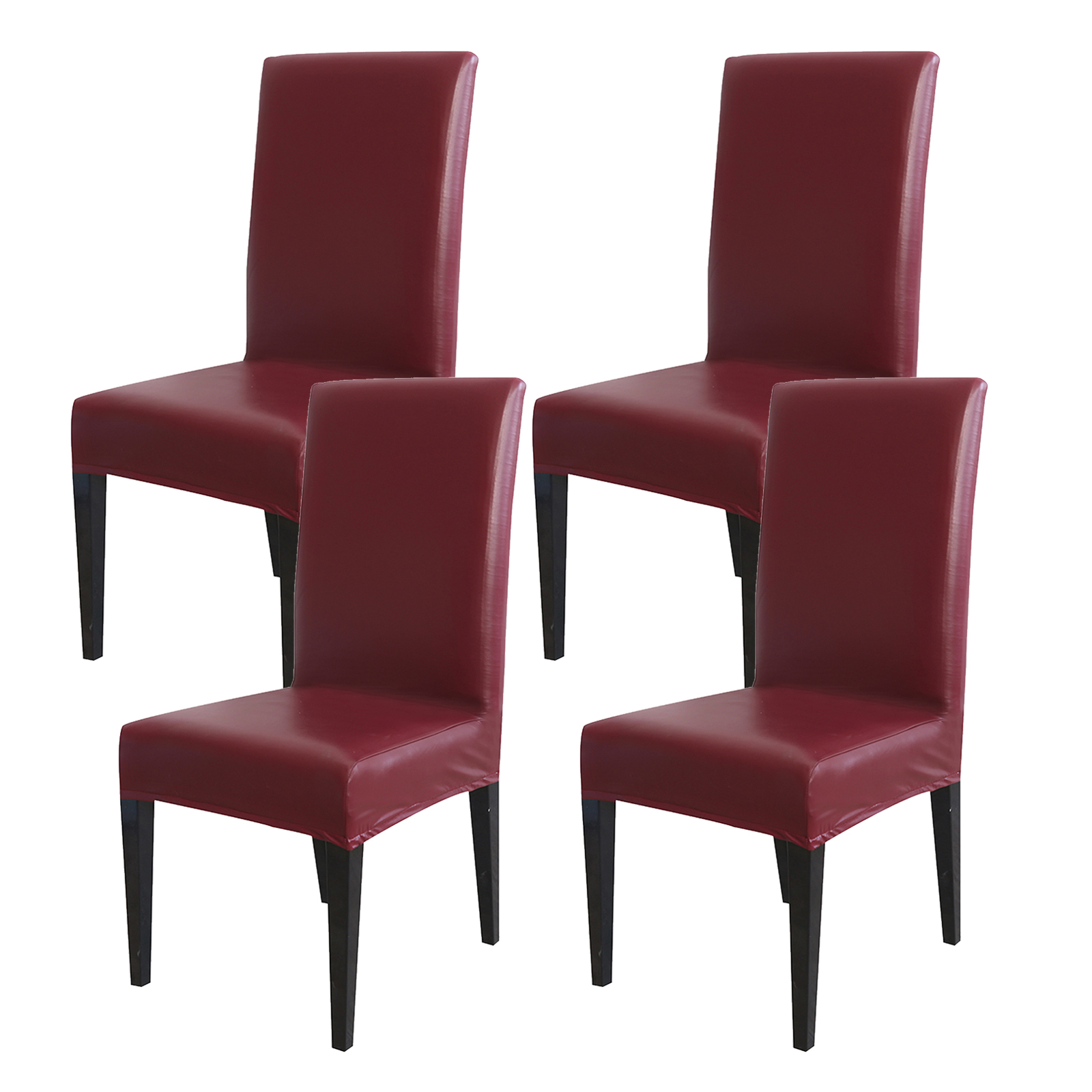 Rosnek 4 Pack Waterproof PU Leather Chair Cover, Stretch Dining Chair