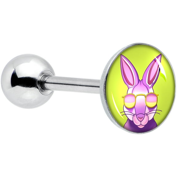 Body Candy 14G Women 316L Stainless Steel Cool Shades Bunny Mens Barbell Tongue Ring Body Piercing Jewelry 5/8”