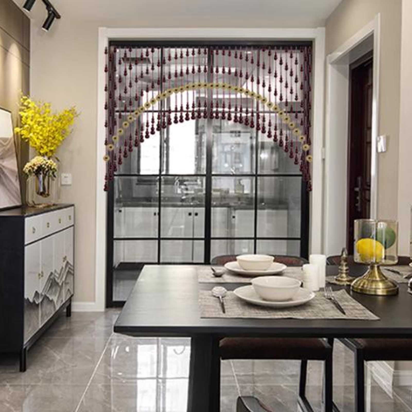 Hanging Decor Doorway Room Divider Door Curtain,Natural Bamboo Wood Beaded Curtain, Divider Strip Tassel Beads Curtain for Bedroom Living Room Kitchen Hallway Entrance