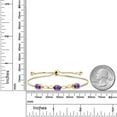 thumbnail image 5 of Gem Stone King 18K Yellow Gold Plated Silver Oval Purple Amethyst and Moissanite Tennis Bracelet for Women (2.27 Cttw, Gemstone Birthstone, Fully Adjustable up to 9 inch), 5 of 5