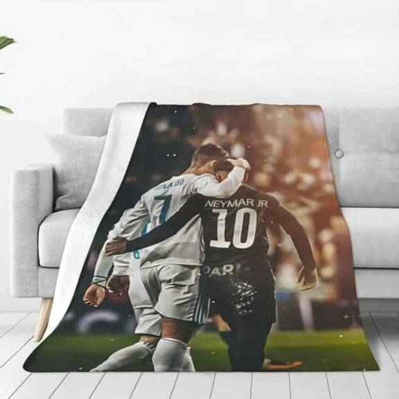 #10 Neymar Ultra-Soft Micro Travel Fleece Plush Blankets for Home Bed Couch Livingroom, Black
