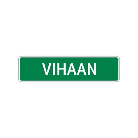 Vihaan Boys Children Name Letter Printed Plaque Decoration Label Indoor Outdoor Unique Wall Novelty Aluminum Metal Sign 4"x13.5"