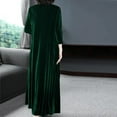 thumbnail image 6 of cfhntfmh Wedding Guest Dresses for Women Velvet Crewneck 3/4 Sleeve Long Maxi Dress Vintage Solid Color Pleated Tunic Dress, 6 of 6