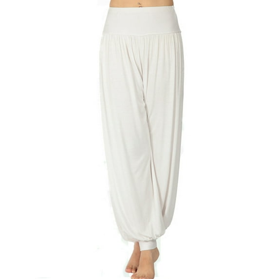 Glonme Women Trousers High Waist Harem Pants Indian Hippie Pant Fitness Lounge Bottoms Loose Straight Leg Loungewear White XXL