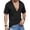 Black, variant on Deep V Neck T Shirts for Men Waffle Knit Short Sleeve Collared Shirts Summer Slim Fit Textured Tee Shirt Solid Color Streetwear Tops Black S