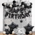 thumbnail image 3 of Juego de globos para decoración de fiesta de cumpleaños, 56 unidades, plateado/negro, 3 of 7