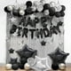 thumbnail image 3 of Juego de globos para decoración de fiesta de cumpleaños, 56 unidades, plateado/negro, 3 of 7