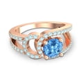 thumbnail image 3 of Diamond-Capitals 2.50 Carat Round Cut Blue Topaz & Aquamarine Gemstone Latest Bridal Ring for her Solid 14K Rose Gold Size 8.5, 3 of 8