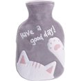 thumbnail image 1 of Bolsa de agua caliente con funda de terciopelo suave - Estampado de gatos - 350 ml Rojo Verde Cocina, Decoración y Otros, 1 of 5