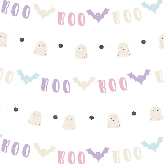 Cheerland Halloween Party Banners, Pastel Bat Boo Ghost, 2-Pack, 19.6 Ft