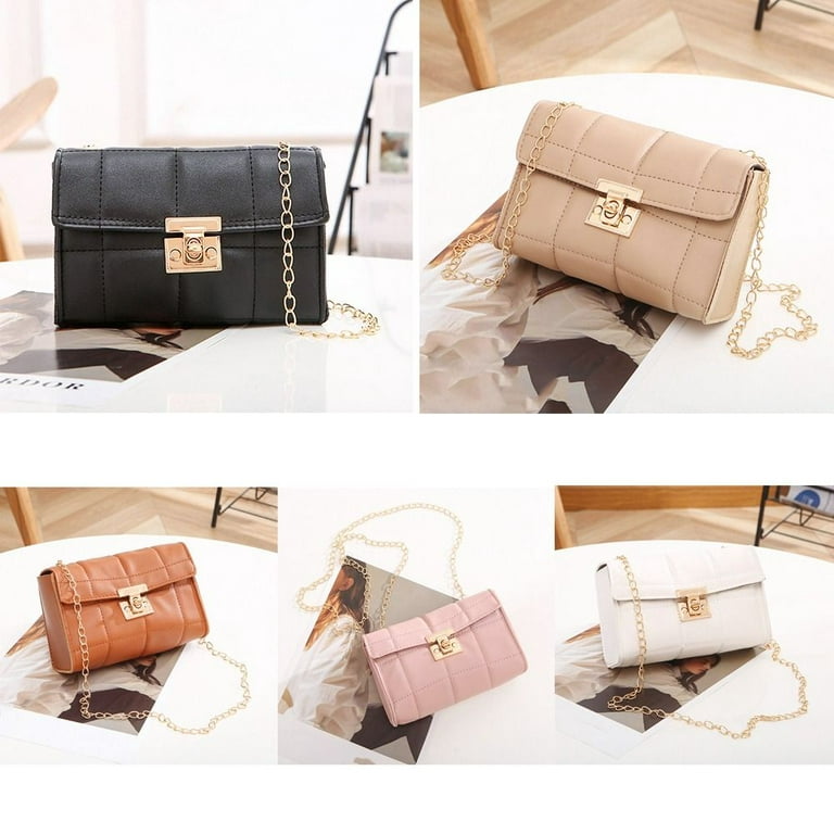 Women Small Square Crossbody Bag Leather Shoulder Bags Chain Handbags with  Adjustable Straps Messenger Bag for Ladies 