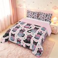 thumbnail image 2 of Manfei Christmas Pet Cat Queen Comforter Set,Traditional Stars Comforter Sets Queen,Pink Black,Pink Reversible,3-Piece,1 Comforter and 2 Pillowcases, 2 of 7