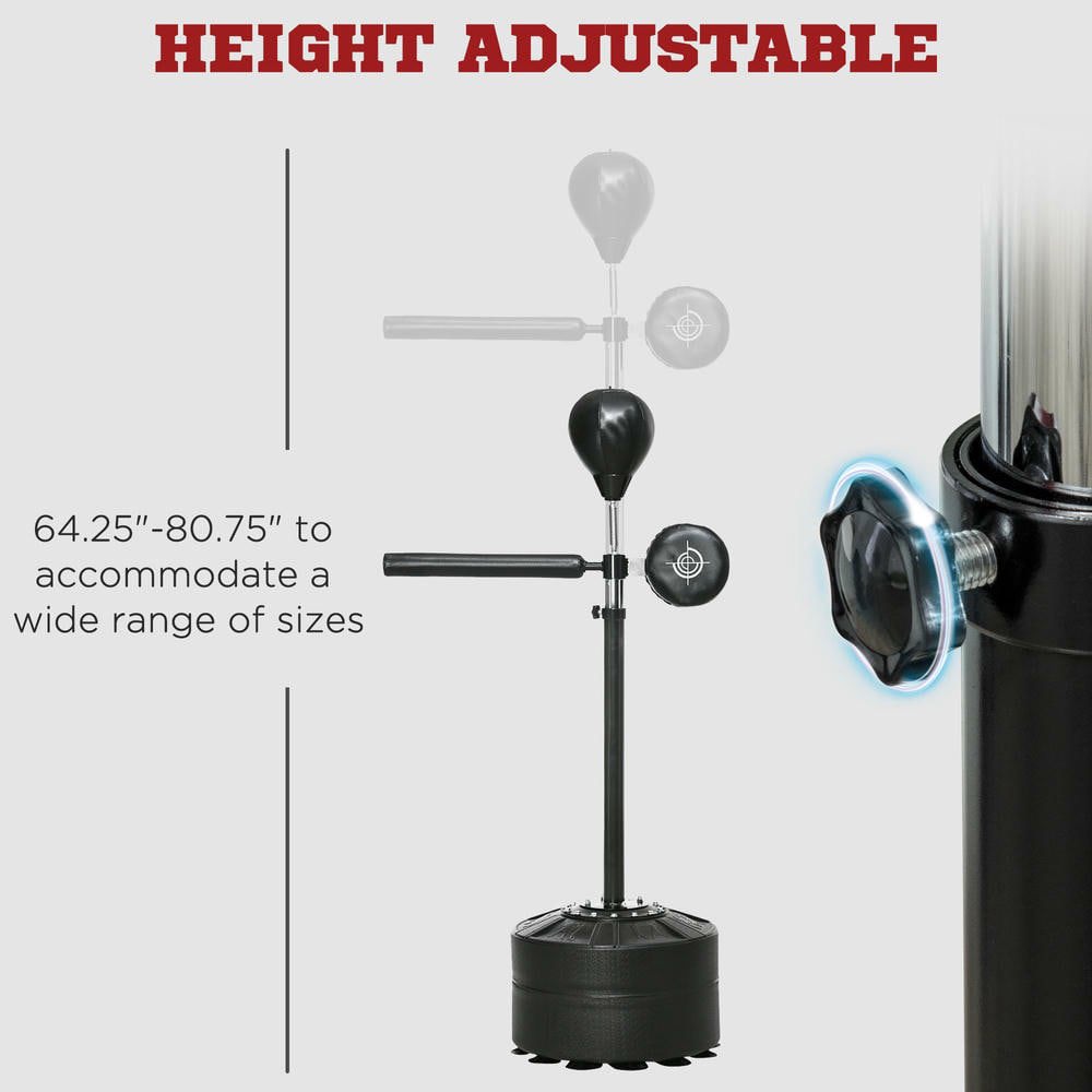 Resenkos Free-Standing Boxing Bag with Reaction Bar and Suction Cup Base, Adjustable Height - Black