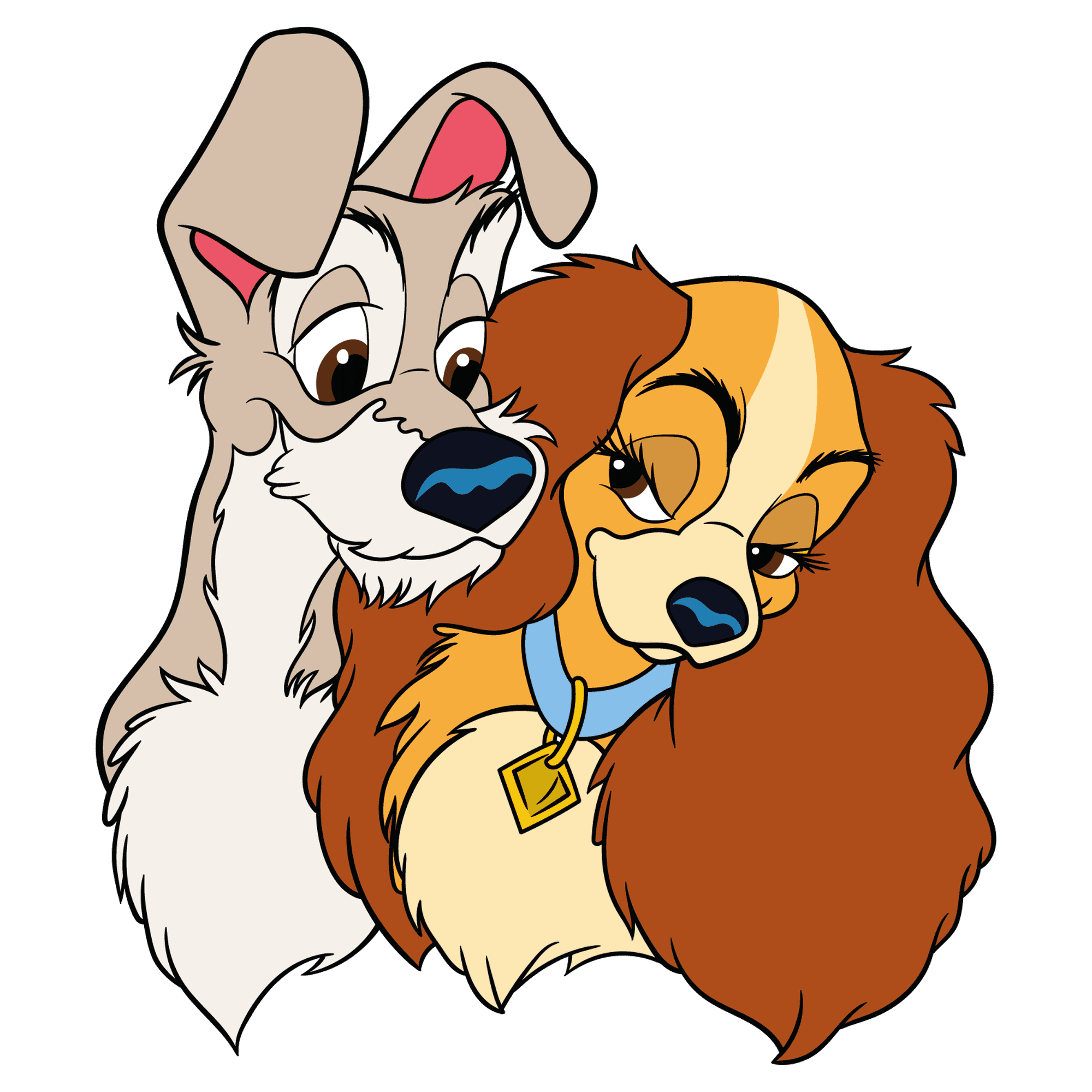 Removable Kids Bedroom Nursery Room Decor Lady Hugs Tramp Design 16" x 20" Vinyl Dogs Animal Lovers Wall Decal | Home Living Room Dogs Cartoon Lady And The Tramp Characters Wall Decoration Sticker