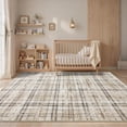 thumbnail image 3 of Funslane 6' x 9' Washable Plaid Area Rug, Modern Non-Slip, Stain-Resistant Floor Carpet for Bedroom, Living Room, Nursery, Dining Room & Dorm,  Beige, 3 of 6