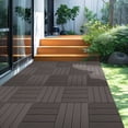thumbnail image 3 of DECMAY 8.7 sq. ft DIY Wood-Plastic Composite Deck Tiles, Coffee, Interlocking Outdoor Flooring Tiles Waterproof All Weather for Patio Balcony Backyard Patio Pavers (pack of 9), 3 of 8