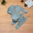 thumbnail image 2 of Coerni New Born Baby Boy Girl Clothes Cotton Long Sleeve Romper and Long Pants Toddler Solid Color Fall Winter Outfits, 2 of 4