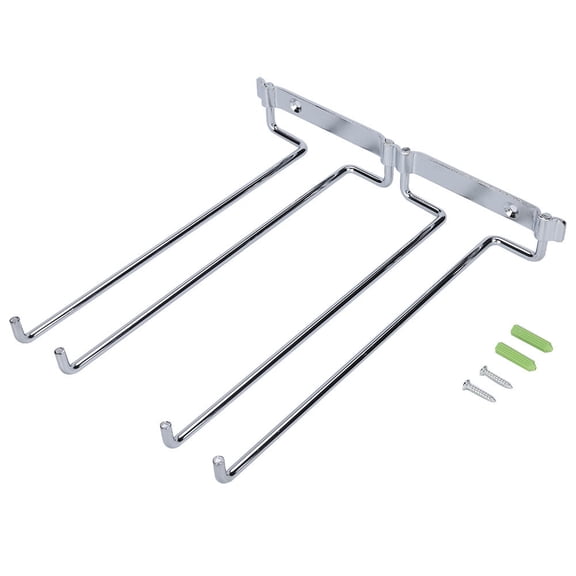 BOKYAN Double‑Row Chrome Wine Glass Holder – Wall‑Mounted Stemware Rack for Home, Bar & Restaurant