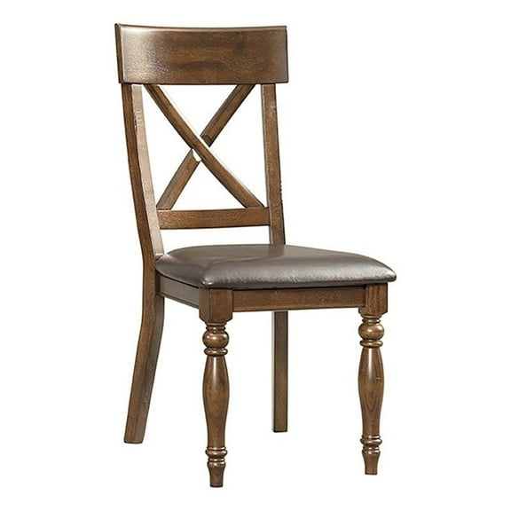 Pemberly Row Solid Mango Wood Back Side Chair in Brown (Set of 2)