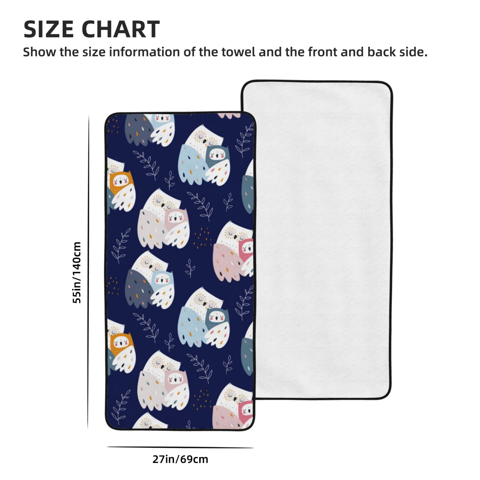 Cotton Bath Towels for Bathroom - Mom And Baby Owls Microfiber Quick Dry Towels for Body Bath Sheets, Personalized Beach Towel, Soft Shower Towels for Travel Home Beach 27*55in