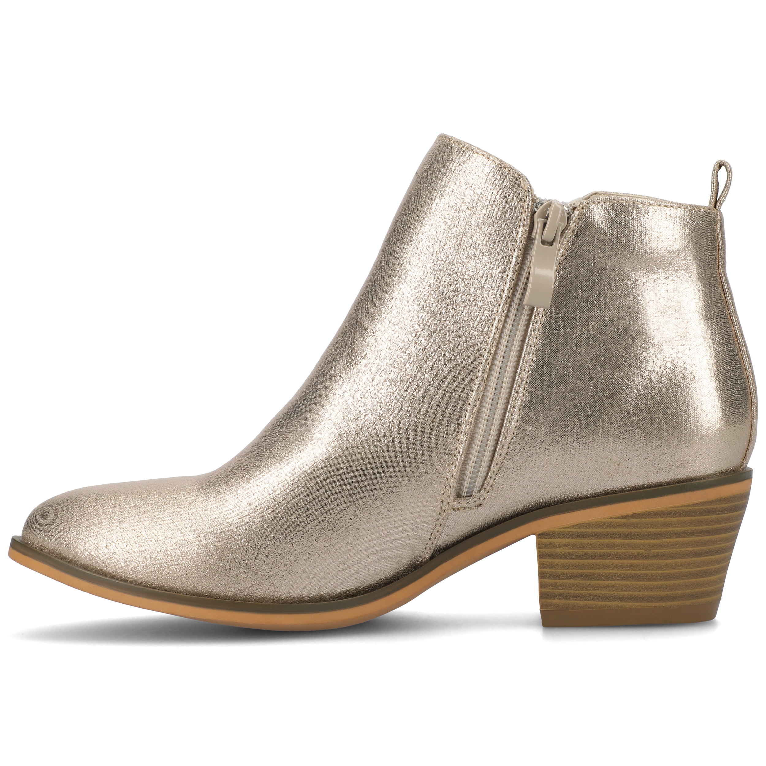 Journee Womens Rebel Outside Zip Stacked Heel Booties