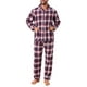 thumbnail image 2 of INSPIRAR CHIC Conjunto de Pijamas de Dos Piezas de Manga Larga con Botones Casual a Cuadros en Rojo y Azul, 2 of 5