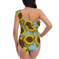 thumbnail image 5 of Pofeuu Sunflowers Print Women's One Piece Swimsuits One Shoulder Swimwear Asymmetric Ruffle Monokinis Bathing Suits-Small, 5 of 6