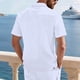 thumbnail image 4 of Ceisia Men's Relaxed Fit Short Sleeve Cuban Collar Cotton Linen Blend Shirt with Dual Chest Pockets White L Gifts, 4 of 9