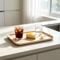 thumbnail image 4 of JHyouerji Imitation Wood Grain Plastic Serving Tray 12x9in Anti Slip Raised Feet Fruit Snack Storage Platter Stackable Kitchen Dinner Tray, 4 of 8