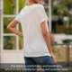 thumbnail image 4 of Camiseta con cuello en V Blusa de verano Color sólido Manga corta Mujer suelta Top, L, Blanco Vogacara AP001219-11, 4 of 7