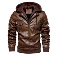 thumbnail image 3 of Chaqueta con capucha de cuero PU para hombre, conjunto de 2 piezas, ropa de moda para hombre, estilo europeo, Otoño/Invierno, 2022, 3 of 5