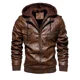 thumbnail image 3 of Chaqueta con capucha de cuero PU para hombre, conjunto de 2 piezas, ropa de moda para hombre, estilo europeo, Otoño/Invierno, 2022, 3 of 5