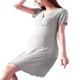 thumbnail image 3 of Robe de Maternité à Manches Courtes pour Femmes, Col en V, Volants, Chemise de Nuit de Maternité, 3 of 7