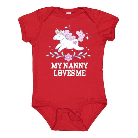 

Inktastic My Nanny Loves Me Girl Unicorn Gift Baby Girl Bodysuit