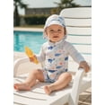 thumbnail image 4 of BemeyourBBs Newborn Baby Boys Girls One Piece Swimsuit with Hat Infant Bathing Suit UPF 50+ Rash Guard Zipper Swimwear Long Sleeve Sea Animal Printed Summer Beachwear, 4 of 9