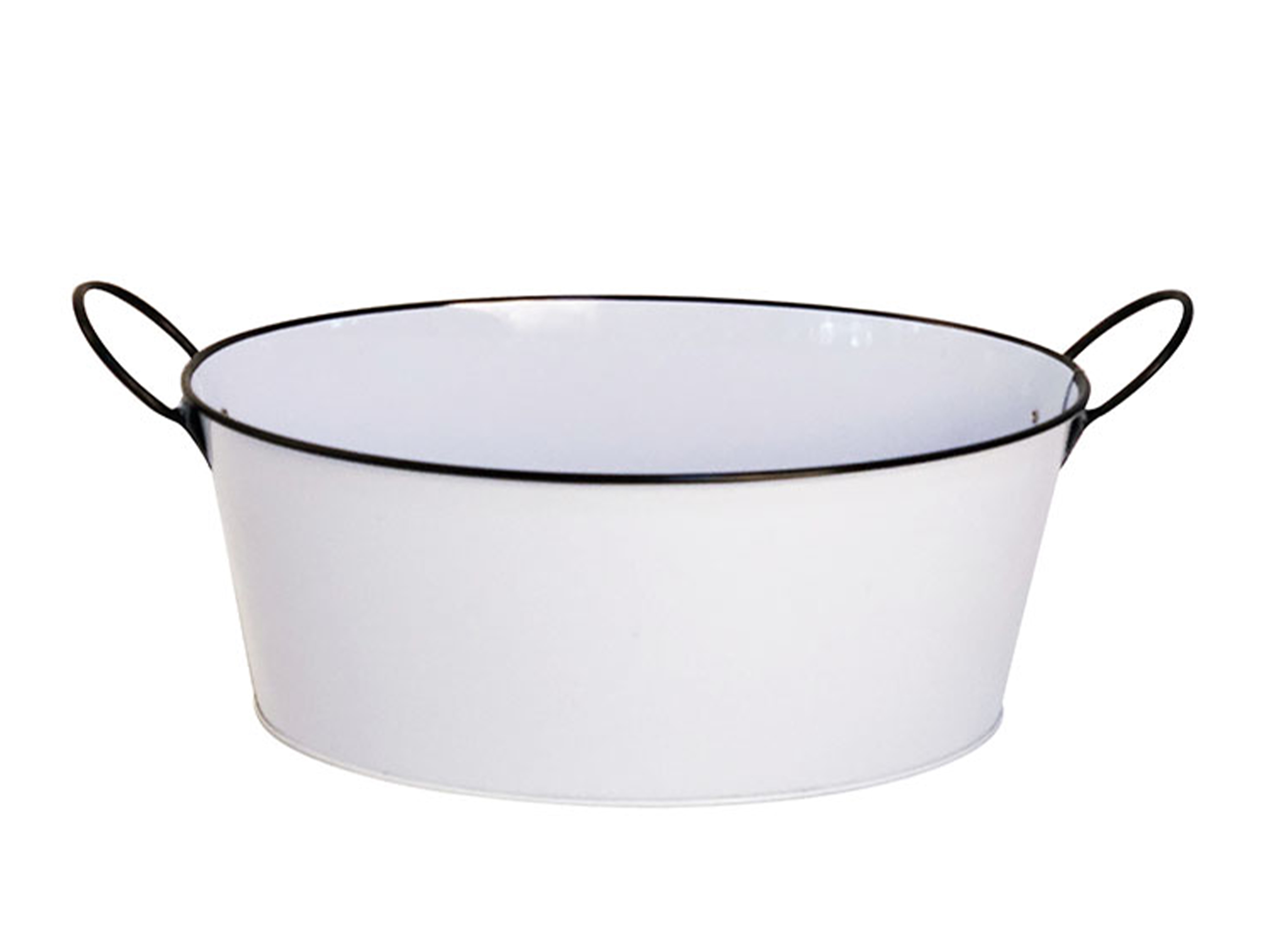 Gathery Designs Oval White Metal Beverage Bucket, Container, Storage