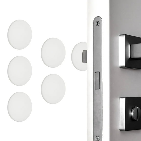 Uxcell 5Pcs Door Knob Wall Protector, 2" Round Silicone Door Stoppers Self Adhesive Handle Bumper Cushion Pad, White(0.4" Thickness)