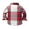thumbnail image 3 of IBTOM CASTLE Toddler Kids Boys Girls Flannel Plaid Shirt Jacket Long Sleeve Lapel Button Down Pocketed Shirts Regular Fit Casual Fall Winter Coat 8-9 Years Red + White, 3 of 9