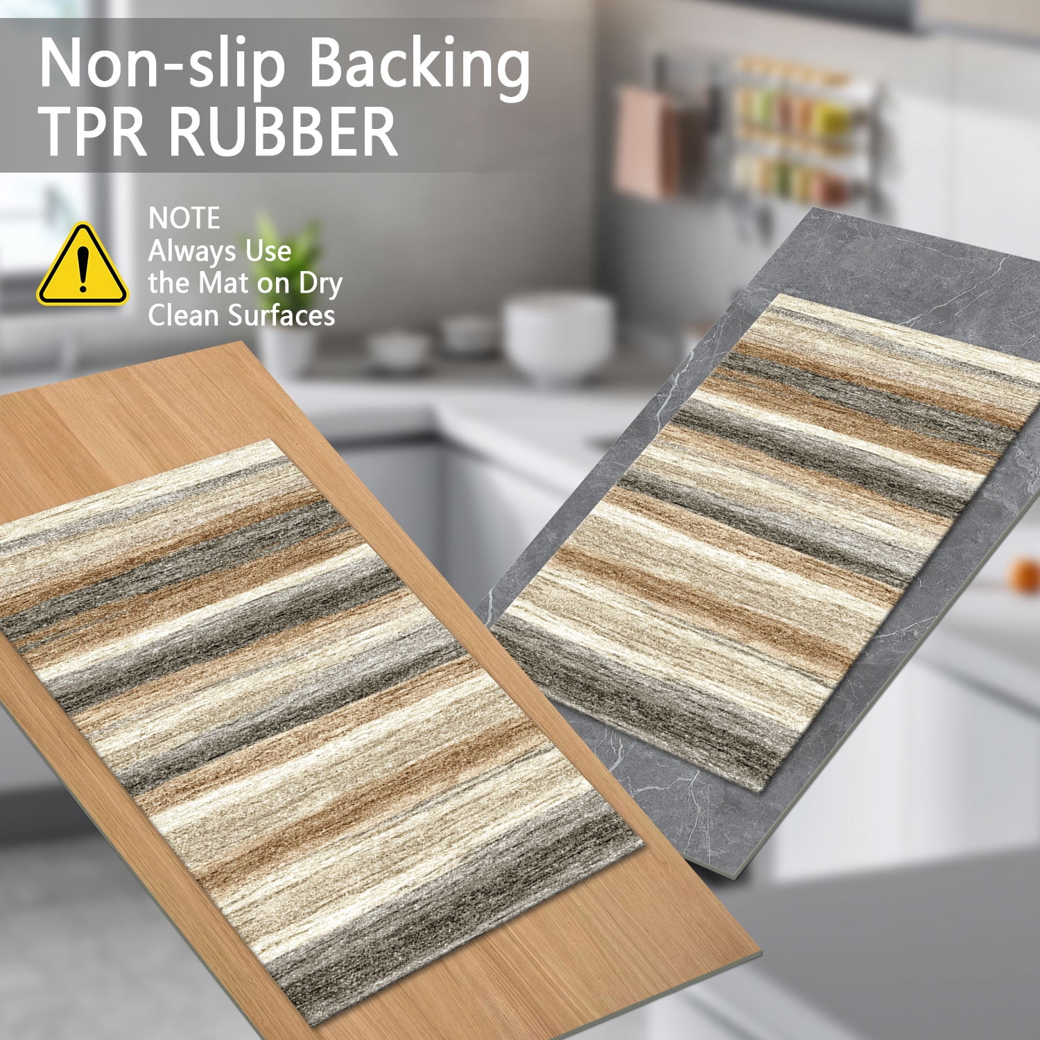 3 Piece Kitchen Rug Set, Non-Slip And Washable, Abstract Pattern Kitchen Hallway Rug, Soft And Comfortable, Suitable For Sinks, Floors, Entrances, Hallways and Bathrooms