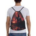 thumbnail image 2 of Drawstring Backpack - Lone Rider Under Red Sky Splash Proof Small Drawstring Gym Bag for Women Men, Cinch Sports String Bag Backpack for Travel Swimming Beach, 2 of 8