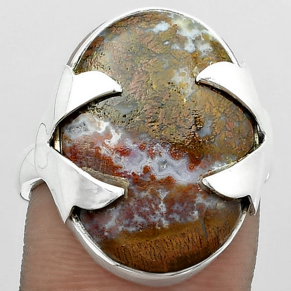 Desiregem Natural Red Moss Agate 925 Sterling Silver Adult Women Ring s.8.5 Jewelry SDR151666