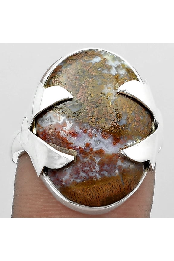 Natural Red Moss Agate 925 Sterling Silver Adult Women Ring s.8.5 Jewelry SDR151666