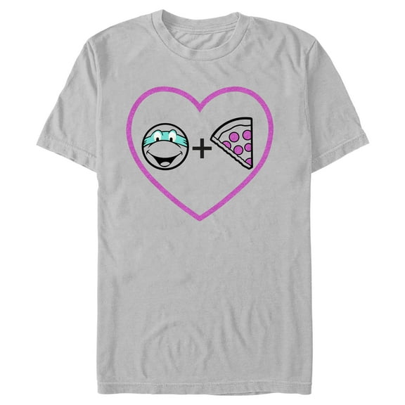 Men's Teenage Mutant Ninja Turtles Leonardo and Pizza Equation Graphic Tee Silver 2X Large