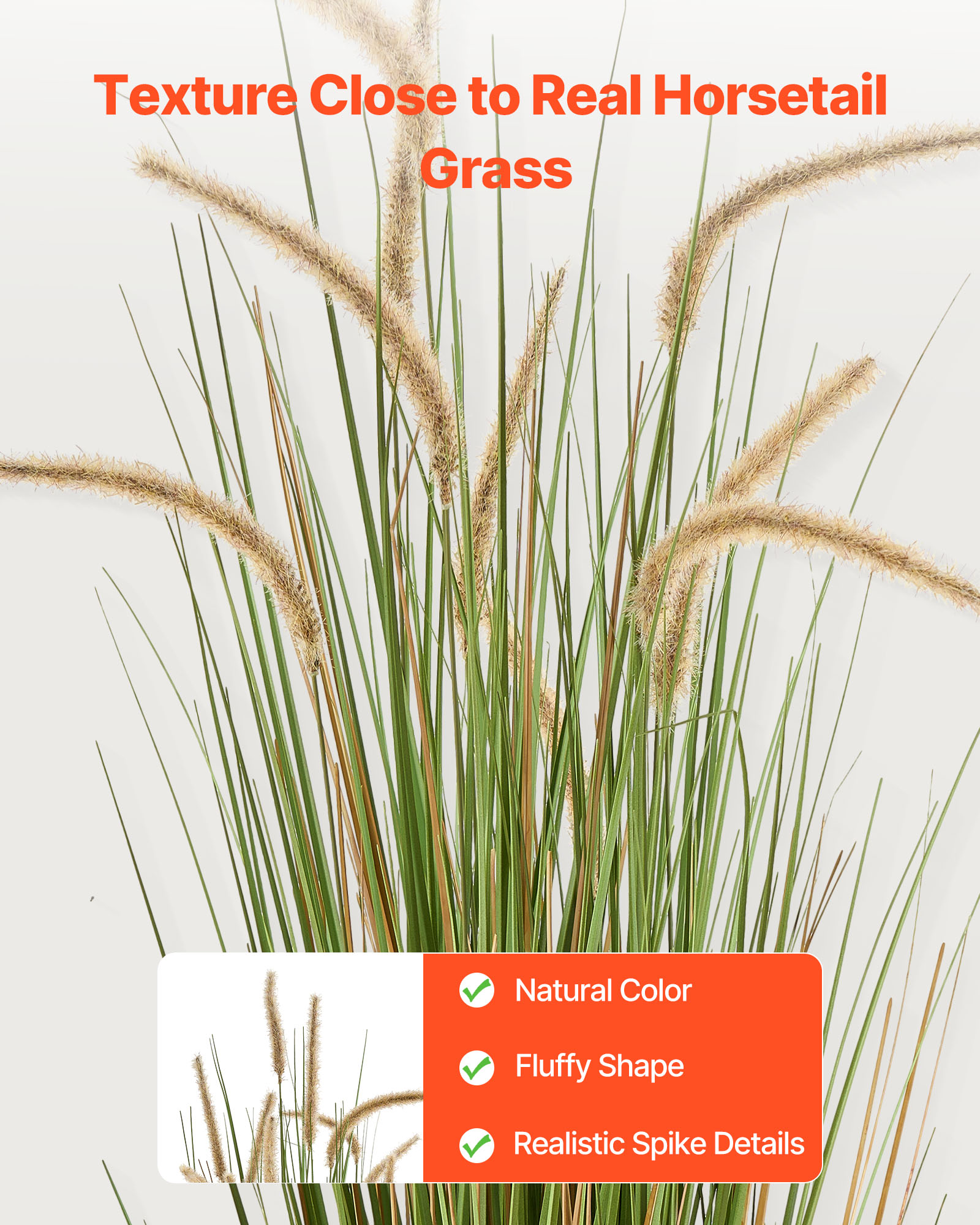 VEVOR Artificial Grass Plant, 2 Pack 47 inch Horsetail Reed Grass in Pot, Premium PVC Faux Fake Greenery Shrubs Plant for Indoor Outdoor House Home Garden Office Room Décor, Housewarming, Green