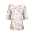 thumbnail image 5 of Tittly Cute Summer Tops for Women, 3/4 Sleeve Shirts for Women Dressy Tunic Tops Casual Wear with Floral, Graphic Tees for Women, V Neck T Shirts for Women Orange 2XL, 5 of 5